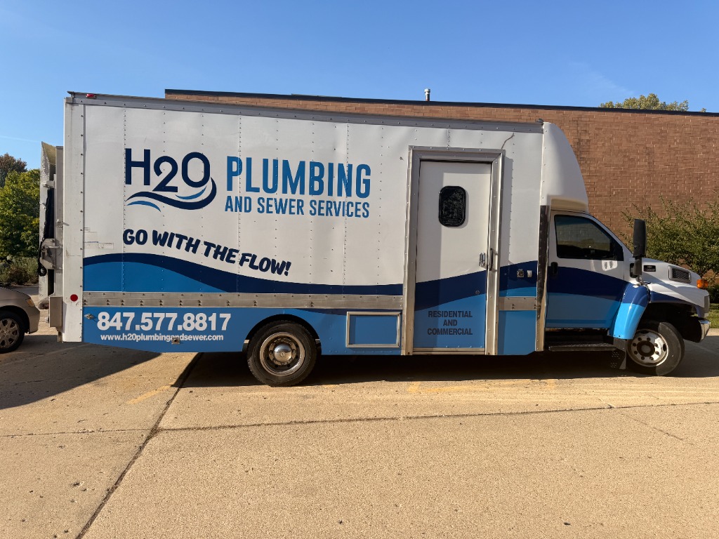 H2O Plumbing and Sewer Services Box Truck Wrap