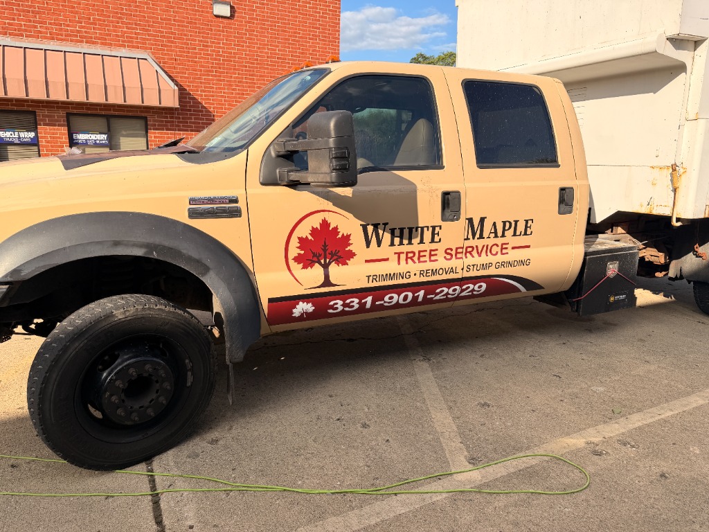 White Maple Tree Service Truck Door Wrap