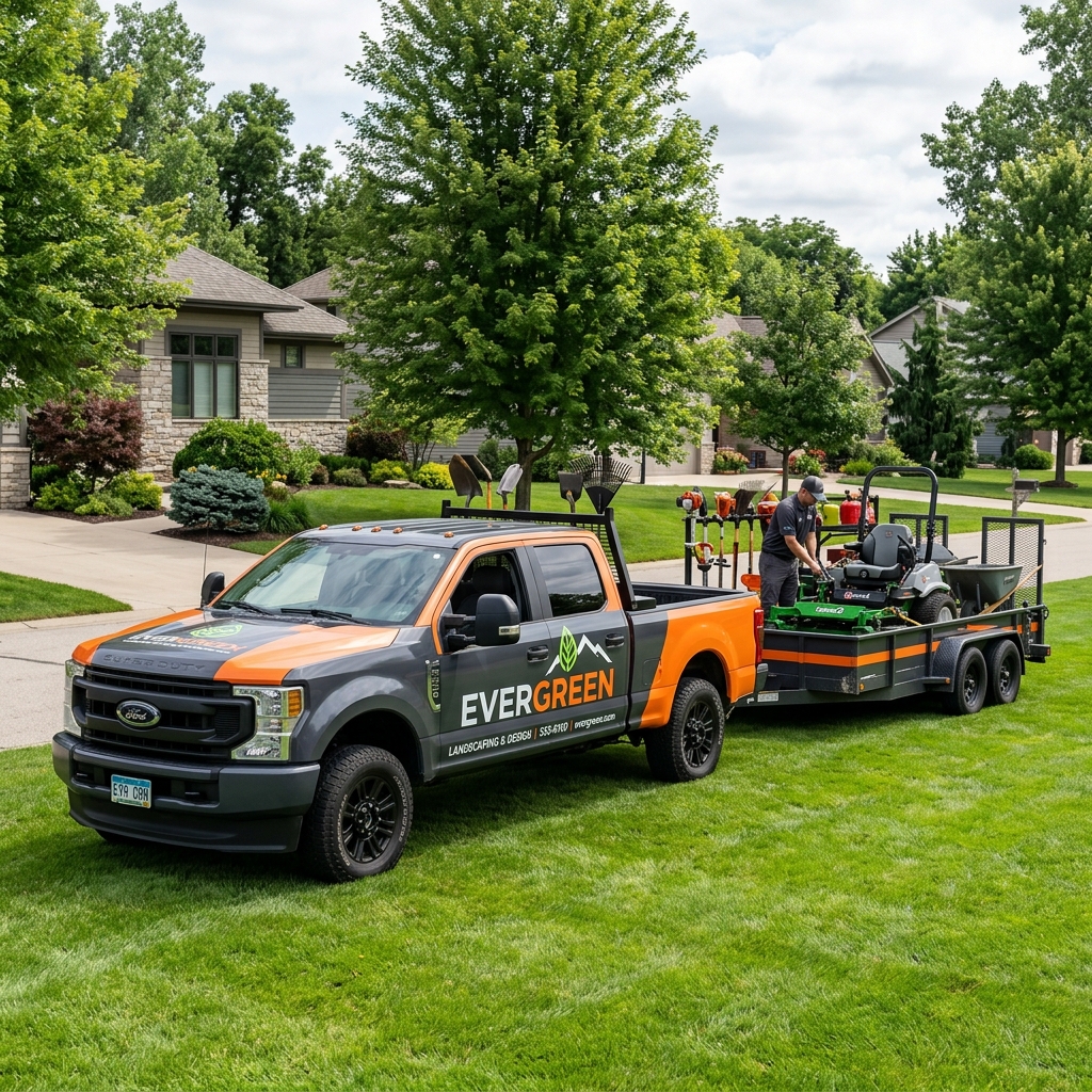 Custom Landscaping Truck and Utility Trailer Wrap Design Example