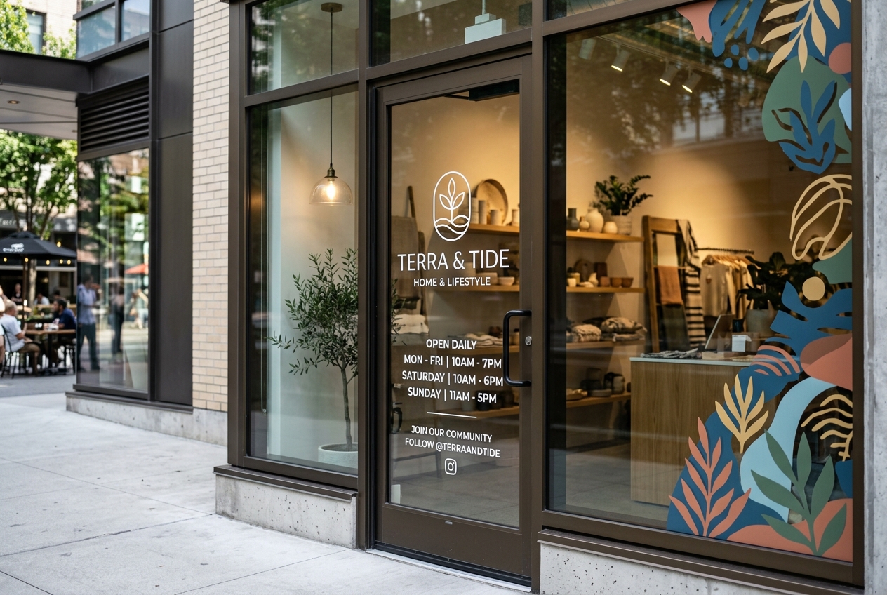 Storefront perforated one-way window graphics